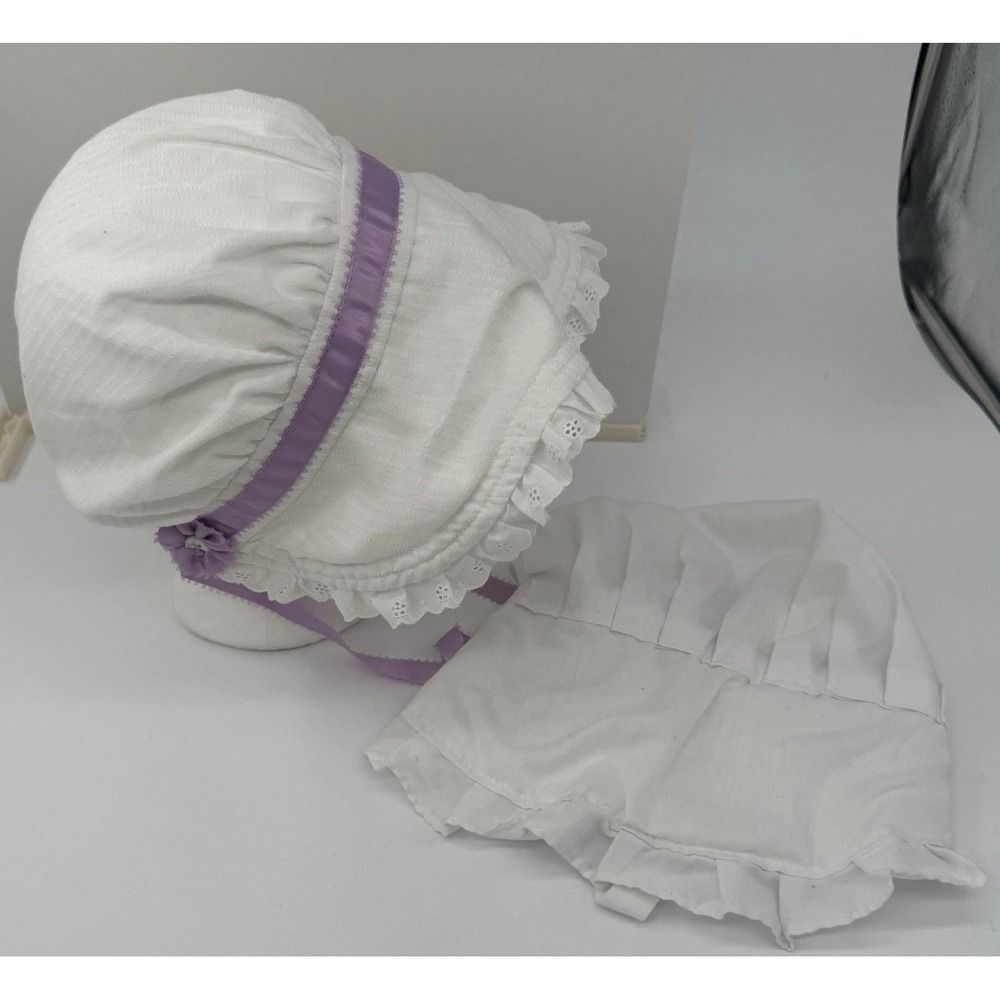 Vintage‎ Baby Bonnet Lot White Eyelet Prairie Lace Cottagecore Set 2